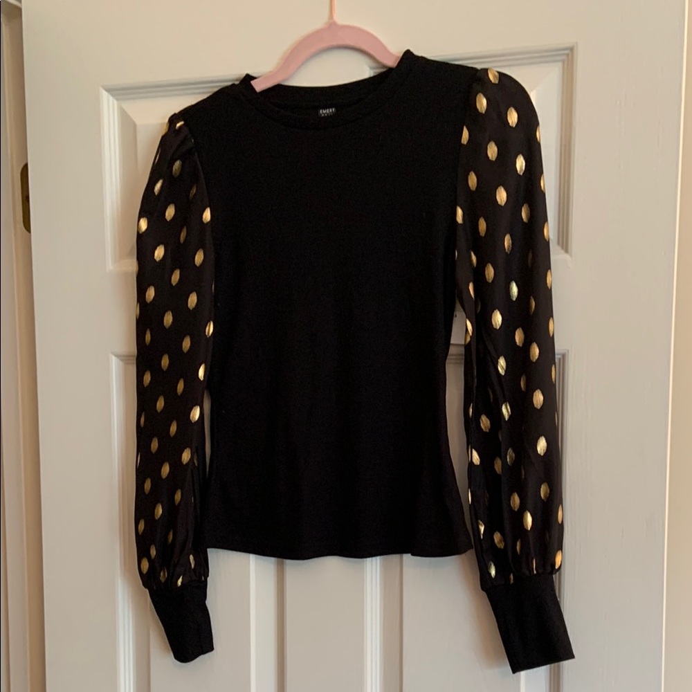 Emery Rose Black Ribbed Top